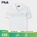 FILA 斐乐官方女子编织衫2025夏季新款时尚休闲简约翻领短袖上衣 云白-WT L 170/88A/L