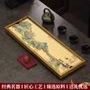 LAPULIAOVFGA品牌千里江山纯黄铜茶盘高端彩绘干泡盘家用排水简约客厅茶台 彩绘铜茶盘-70×24×3cm