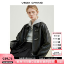 VEGA CHANG机车风皮衣女春秋季2025年韩版bf风一字扣PU皮夹克短外套 黑色 L
