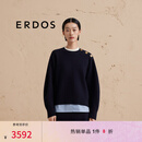 ERDOS 圆领精纺四平空转套衫宽松老钱风保暖加厚女羊绒 藏蓝 175/92A/XL