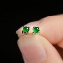 东方翡翠精致小众百搭S925银镶帝王绿翡翠耳饰耳钉女 生日礼物女