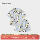 babylove亲子装家居套装夏季薄款竹棉山茶母女母子短袖短裤居家两件套睡衣