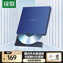 绿联USB外置光驱移动刻录机8倍速高速读刻一体 适用笔记本电脑外接DVD/CD光盘碟片便携播放读取器40576