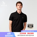 哈吉斯（HAZZYS）男装 夏季款上衣轻商务通勤多色百搭短袖POLO衫男ASTZE0BBX26 黑色BK XL (180/100A 50)
