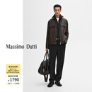 Massimo Dutti折扣季2025男装休闲机车风高级感口袋装饰纳帕皮革夹克03348588 深棕色 L