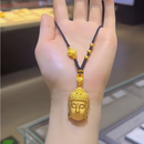 定制款水贝黄金佛头3D硬金吊坠999足金转运珠编绳项链 999足金定制款 中号佛头莲花转运珠-金重约4.6克