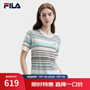 FILA 斐乐官方女子编织衫夏季新款彩色波浪休闲基础短袖上衣 嫩樱粉-PK L 170/88A