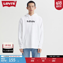 Levi's李维斯情侣同款连帽加绒卫衣经典logo落肩宽松复古 白色 M