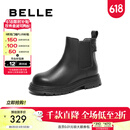 百丽（Belle）休闲舒适时装靴商场同款复古时尚短靴T1029D94 黑色-单里 36 (230mm)