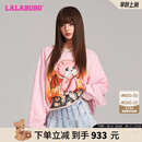 LALABOBO恶魔熊宽松卫衣女装设计感减龄宽松百搭长袖上衣潮牌LBDD-WSTS13 粉色 M