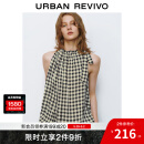 UR2025夏季新款女装波嬉风撞色格纹超宽松罩衫衬衫UYU250031 黑色格子 S (XS-S)