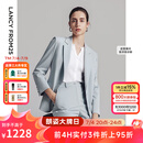 朗姿2025年夏季新款平驳领轻商务西装外套职业时尚通勤高端西服女 水蓝色 M