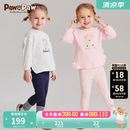 PawinPaw卡通小熊童装春夏女宝宝撞色拼接泡泡袖卫衣套装 粉红色/25 110 cm