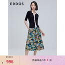 ERDOS 春夏精纺小翻领短袖桑蚕丝岩石纹理扣女针织开衫 黑 M 160/84A