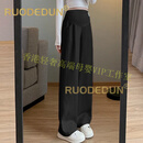 洛德顿 RUODEDUN孕妇裤子春秋外穿香蕉裤休闲直筒阔腿裤春夏薄款拖地裤孕妇装 黑色【春秋款】 M