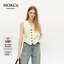 MO&Co.【C+系列】马甲2025春新品含亚麻绵羊毛精裁收腰MBE1WAI005 米白色 L 170
