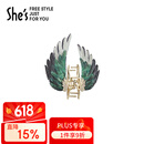 She's茜子情人鸟刺绣羽翼抓夹后脑勺盘发鲨鱼夹生日礼物送女友