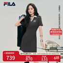 FILA 杨幂同款连衣裙|斐乐官方女装2025夏季新款时尚凉感针织连衣裙 星舰灰-GY M 165/84A/M