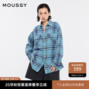 moussy 【赵昭仪同款】女装新品美式格纹LOGO衬衫028IS430-3091 110蓝色 均码