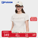 FILA FUSION斐乐潮牌女装针织短袖衫2025夏季新款时尚修身短袖T恤 云白色-WT M 165/84A/M