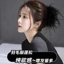 加恩倍 高级感鸵鸟毛中号羽毛抓夹女2025新款后脑勺发夹鲨鱼夹毛毛发卡 黑色鸵鸟毛抓夹一个