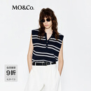 MO&Co.【C+系列】针织衫轻薄2025夏新品醋酸棉纱宽肩立裁条纹MBE2SWT026 蓝白条色 M /165