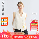 朗姿【兰亭叙】桑蚕丝上衣白色2025年夏新款提花新中式背心马甲 米白色 XL