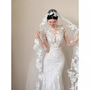 雅格罗伊鱼尾婚纱新娘主纱高级轻主2025新款蕾丝出门纱旅拍迎宾礼服女质感 白色[轻纱齐地加头纱]拉链款 M(胸围86cm腰围66cm) 均码