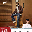 Lee【张凌赫代言】25夏新428懒懒裤舒适高腰直脚蓝色阔腿女牛仔裤 中蓝色 27
