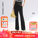 朗姿微喇裤高腰修身高级感通勤2025年夏季新款复古风气质喇叭裤女 黑色 L