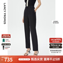 朗姿黑色气质高腰直筒修身职业西装裤夏季新款工作正装裤子 黑色4 2XL