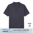 鄂尔多斯1980秋冬精纺羊绒桑蚕丝短袖polo衫 子夜蓝 M 170/92A