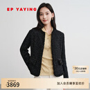 EP雅莹2025新款女装 气质小香风含绵羊毛圆领花呢轻棉服M102A 黑色 XL