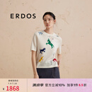 ERDOS 宽松定位刺绣精致优雅百搭上衣圆领短袖女套衫羊绒衫 白 160/80A/S