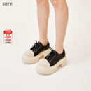 SMFK低帮荒野马靴 厚底增高德比鞋休闲舒适百搭鞋子S0008B1/B2/BB1/W 白黑S0008WB1 36