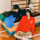 MMLG【沈月同款】半拉链领卫衣女男秋季新款宽松韩系潮牌套头情侣上衣 红色 S