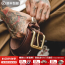 马登工装 复古进口腰带黄铜单针快脱扣头硬汉裤带皮带男 咖色