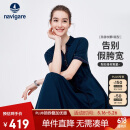 Navigare意大利小帆船女士V型翻领裙子短袖收腰连衣裙2322874505 蓝 XL 