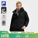 FILA 斐乐官方女士羽绒服冬季新品健身户外运动基础保暖连帽外套 深黑-BK M 165/84A