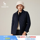 哈吉斯（HAZZYS）女装 春秋款女士翻领双排绗棉棉服ASSSU0BCF04 藏青色NV 2XL (170/96A 44)
