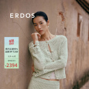 ERDOS【刘雯同款】春夏圆领镂空针织双色混纱修身女开衫羊绒衫初绒 薄荷绿 165/88A/L