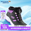 Skechers斯凯奇童鞋儿童冬季旋钮保暖棉靴男女童加绒鞋运动棉鞋405300L 303467L-黑色/紫色/BKPR 36