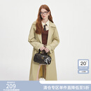 范思蓝恩秋季零压感风衣气质时髦感风衣2024秋装新款腰带显瘦中长款外套 深卡其 S