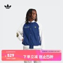 adidas学院风宽松运动棉服男装阿迪达斯官方三叶草 深靛蓝/白 M