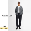 Massimo Dutti折扣升级2025男装短款酷飒工装风简约绒面革真皮外套03338576 雾霾蓝 M 尺码偏小
