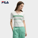 FILA 斐乐官方杨幂同款女士编织衫2025夏季时尚休闲修身条纹毛织上衣