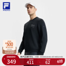 FILA 斐暖科技|斐乐官方男子套头卫衣2025春新款健身运动针织长袖上衣 深黑-BK XL （180/100A/XL）