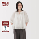 无印良品（MUJI）女式 强捻短袖罩衫 t恤上衣打底衫女款内搭女装25年夏季 BC2LLC5S 米白色 M (160/84A)
