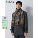 ERDOS 纯羊绒起毛四色织格纹围巾舒适保暖易打理百搭男士围巾 沙漠金 180cmX30cm