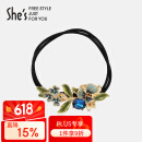 She's茜子  梵高鸢尾手工滴油渐变花朵双股皮筋头绳  生日礼物 送女友